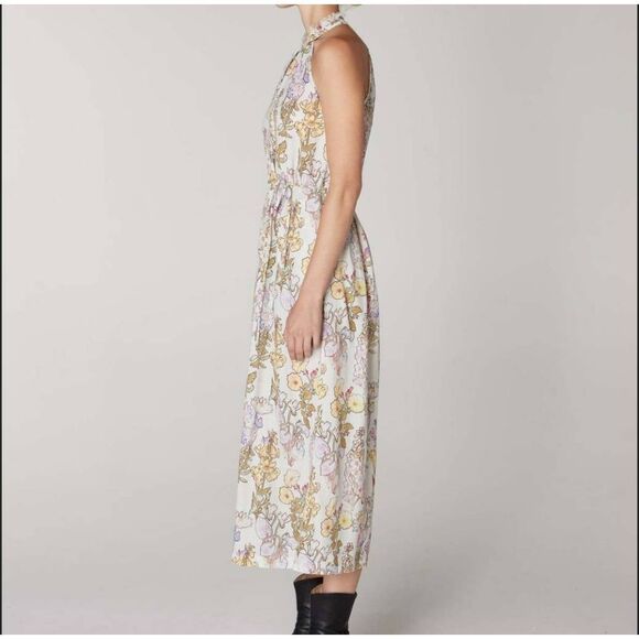 RAQUEL ALLEGRA Halter Midi Dress Sz 0 Floral Garden‎ Print Lightweight Feminine - Picture 2 of 11